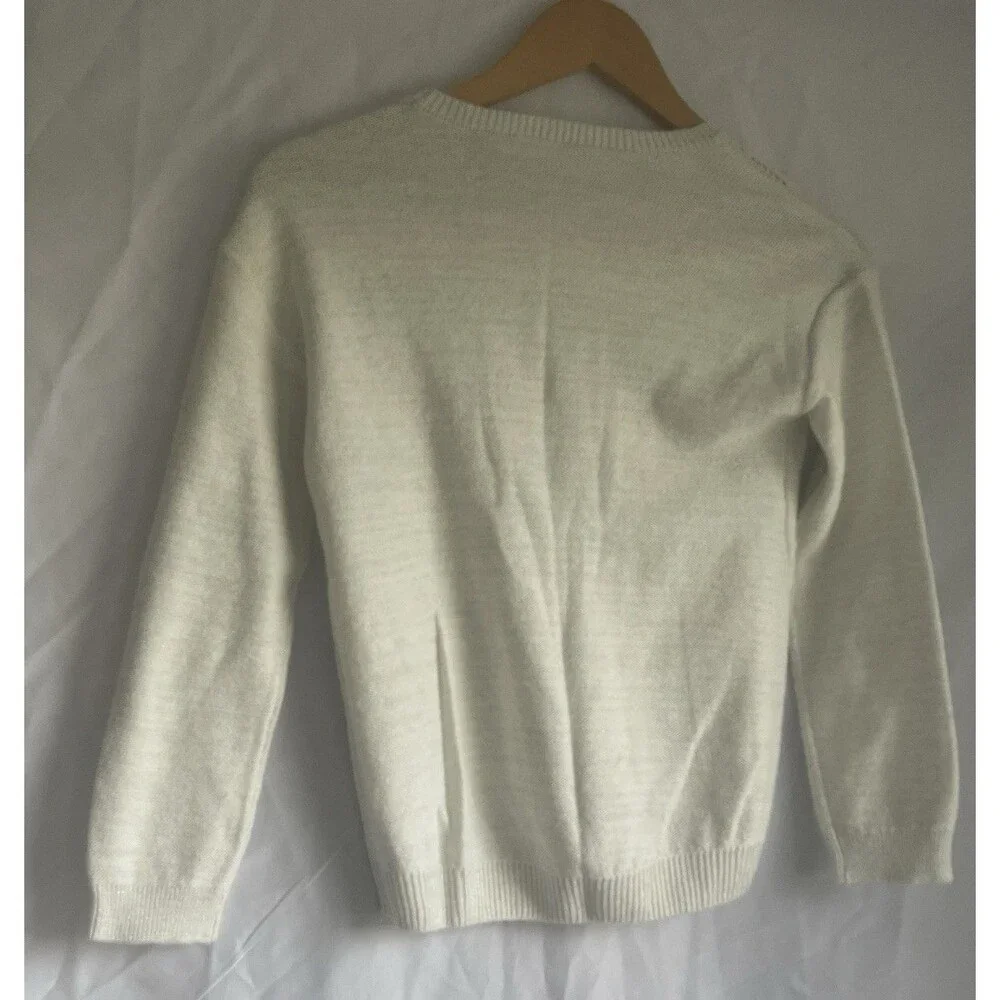 The Children's Place Girls Pink Knit Sweater M 7/8 Metallic Crew Neck Long Slv